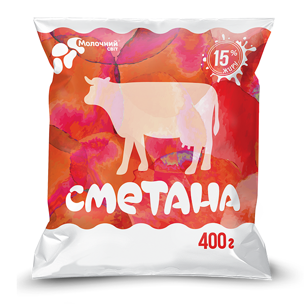 Сметана 15% "Молочний світ" 400 г.